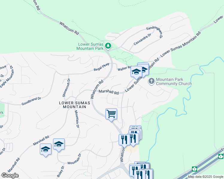 map of restaurants, bars, coffee shops, grocery stores, and more near 36099 Marshall Road in Abbotsford