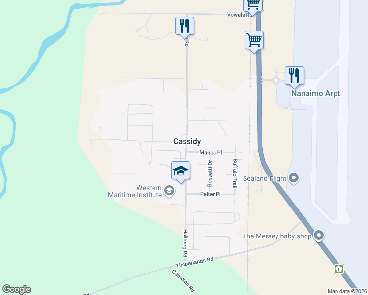 map of restaurants, bars, coffee shops, grocery stores, and more near in Cassidy