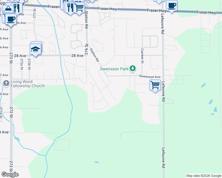 map of restaurants, bars, coffee shops, grocery stores, and more near 2612 Terminal Court in Abbotsford