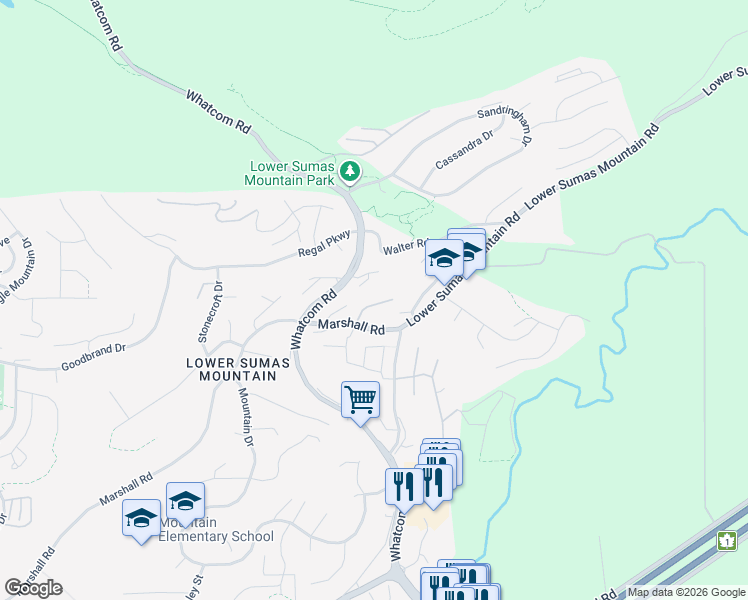 map of restaurants, bars, coffee shops, grocery stores, and more near 36099 Marshall Road in Abbotsford