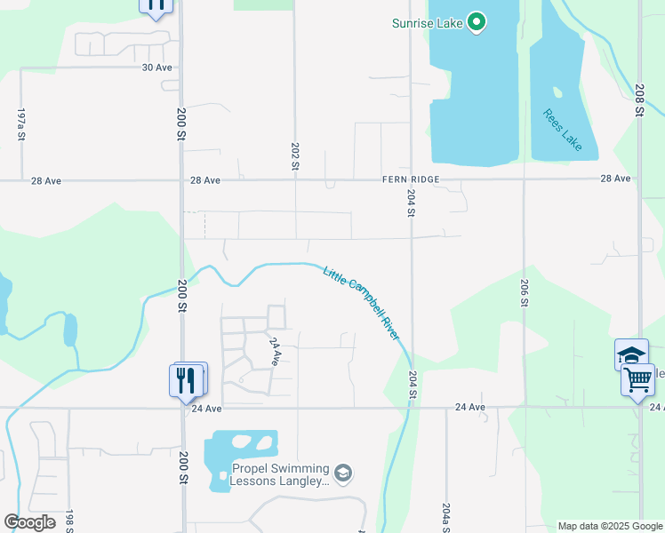 map of restaurants, bars, coffee shops, grocery stores, and more near 20264 27 Avenue in Langley Township