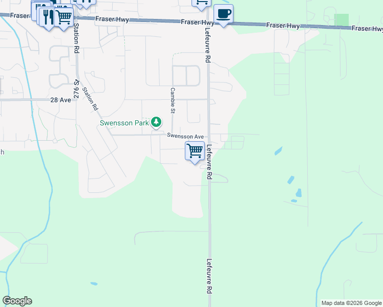 map of restaurants, bars, coffee shops, grocery stores, and more near 27964 Ledunne Avenue in Abbotsford