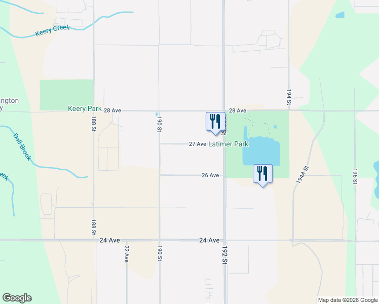 map of restaurants, bars, coffee shops, grocery stores, and more near 19102 27 Avenue in Surrey