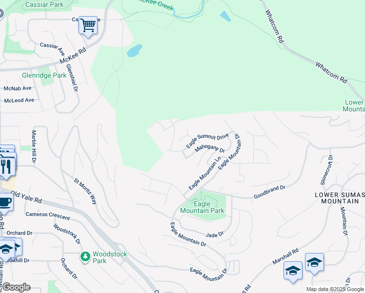map of restaurants, bars, coffee shops, grocery stores, and more near 35391 Eagle Summit Drive in Abbotsford