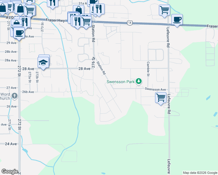 map of restaurants, bars, coffee shops, grocery stores, and more near 2690 Platform Crescent in Abbotsford