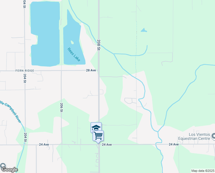 map of restaurants, bars, coffee shops, grocery stores, and more near 2708 208 Street in Langley Township
