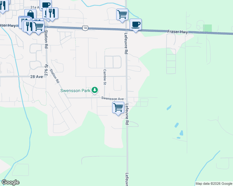 map of restaurants, bars, coffee shops, grocery stores, and more near 2753 Carriage Court in Abbotsford