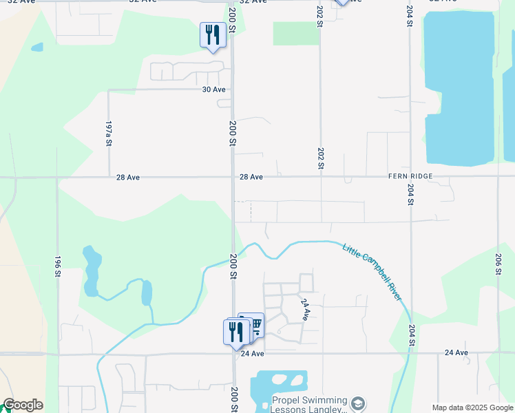 map of restaurants, bars, coffee shops, grocery stores, and more near 20062 27A Avenue in Langley Township
