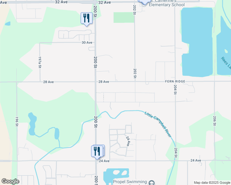 map of restaurants, bars, coffee shops, grocery stores, and more near 20062 27A Avenue in Langley Township