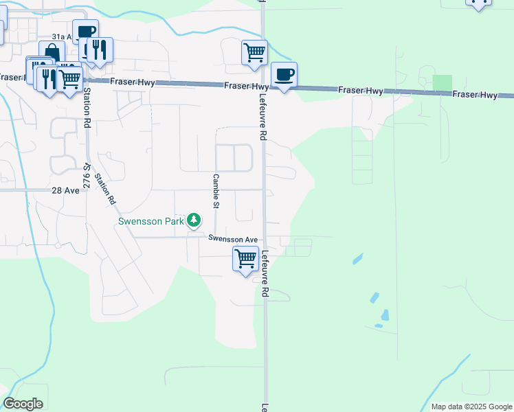 map of restaurants, bars, coffee shops, grocery stores, and more near 2711 Carriage Court in Abbotsford