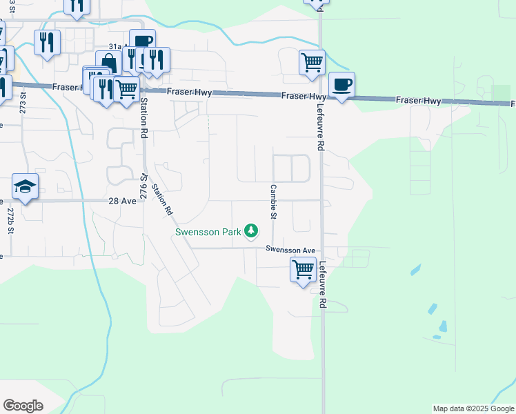 map of restaurants, bars, coffee shops, grocery stores, and more near 27856 Junction Avenue in Abbotsford