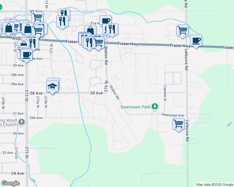 map of restaurants, bars, coffee shops, grocery stores, and more near in Abbotsford