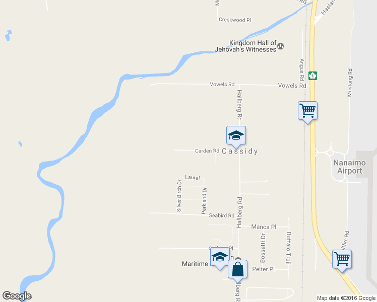 map of restaurants, bars, coffee shops, grocery stores, and more near 1585 Carden Road in Ladysmith