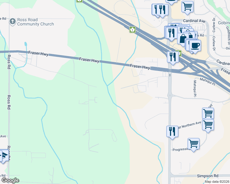 map of restaurants, bars, coffee shops, grocery stores, and more near 30150 Old Yale Road in Abbotsford