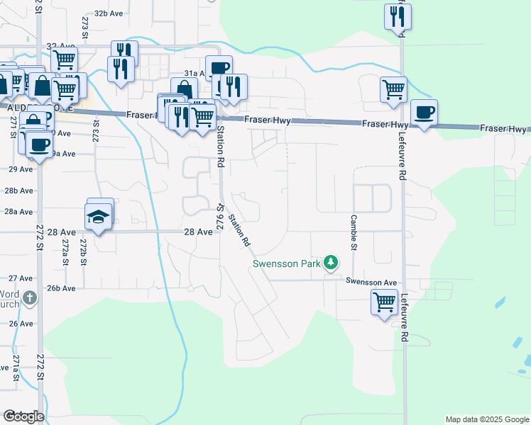 map of restaurants, bars, coffee shops, grocery stores, and more near 27680 Signal Court in Abbotsford
