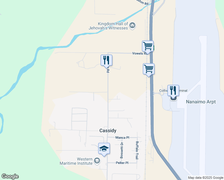 map of restaurants, bars, coffee shops, grocery stores, and more near 3300 Hallberg Road in Ladysmith