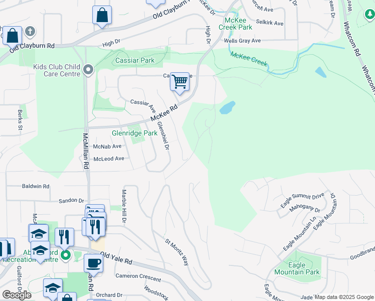 map of restaurants, bars, coffee shops, grocery stores, and more near 2904 Glencoe Place in Abbotsford