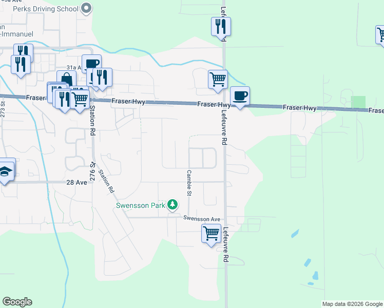 map of restaurants, bars, coffee shops, grocery stores, and more near 2872 Cambie Street in Abbotsford