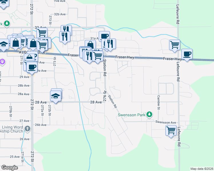 map of restaurants, bars, coffee shops, grocery stores, and more near 27733 Signal Court in Abbotsford