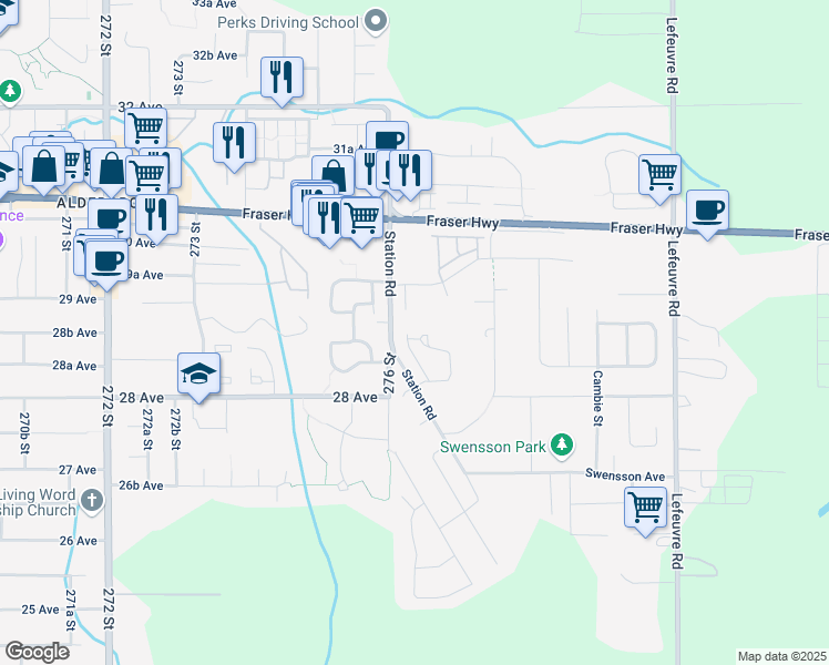 map of restaurants, bars, coffee shops, grocery stores, and more near 27733 Signal Court in Abbotsford