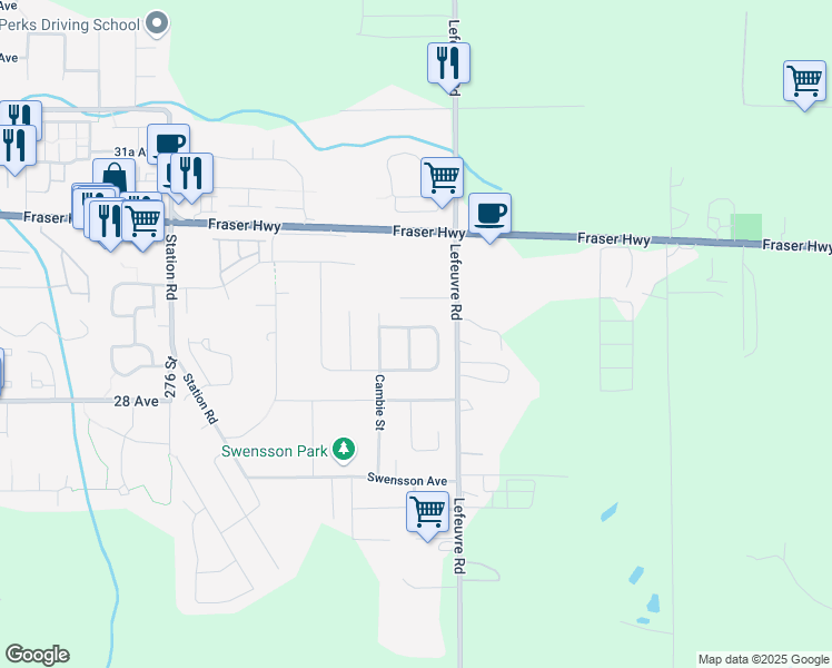 map of restaurants, bars, coffee shops, grocery stores, and more near 2886 Boxcar Street in Abbotsford