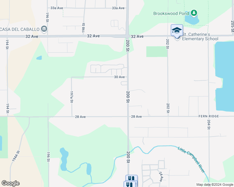 map of restaurants, bars, coffee shops, grocery stores, and more near 2923 200 Street in Langley Township