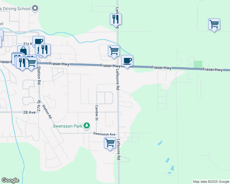 map of restaurants, bars, coffee shops, grocery stores, and more near 2898 Buffer Crescent in Abbotsford