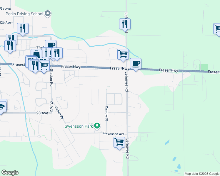 map of restaurants, bars, coffee shops, grocery stores, and more near 27908 Trestle Avenue in Abbotsford
