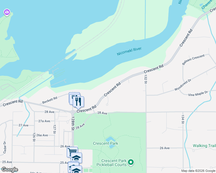 map of restaurants, bars, coffee shops, grocery stores, and more near in Surrey