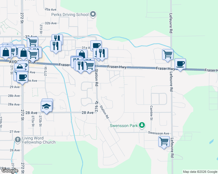 map of restaurants, bars, coffee shops, grocery stores, and more near in Abbotsford