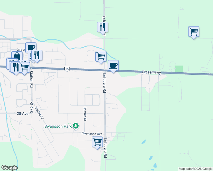 map of restaurants, bars, coffee shops, grocery stores, and more near 2978 Lefeuvre Road in Abbotsford
