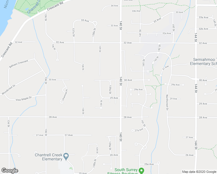 map of restaurants, bars, coffee shops, grocery stores, and more near 2957 139A Street in Surrey