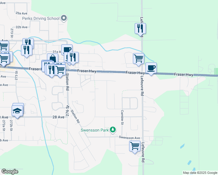 map of restaurants, bars, coffee shops, grocery stores, and more near 2960 Whistle Drive in Abbotsford