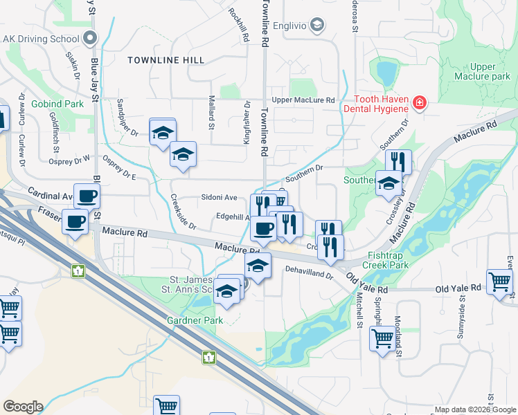map of restaurants, bars, coffee shops, grocery stores, and more near in Abbotsford