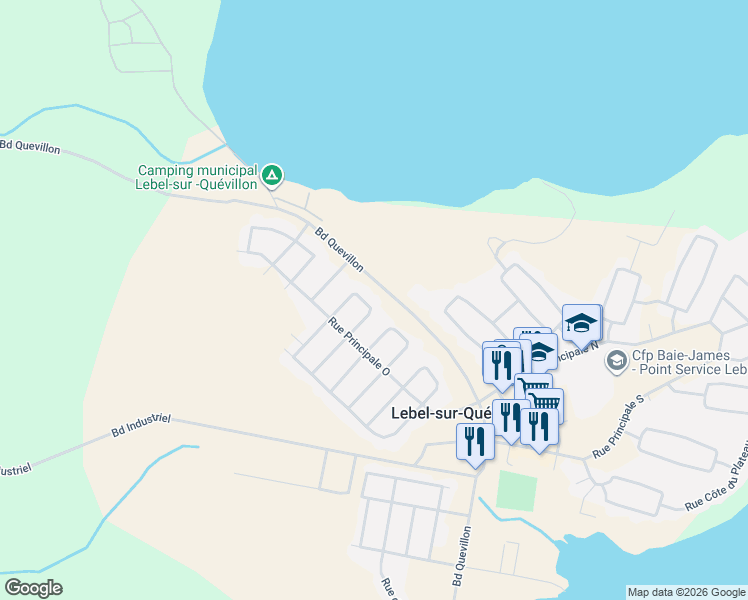 map of restaurants, bars, coffee shops, grocery stores, and more near 53 Rue des Pruniers in Lebel-sur-Quévillon