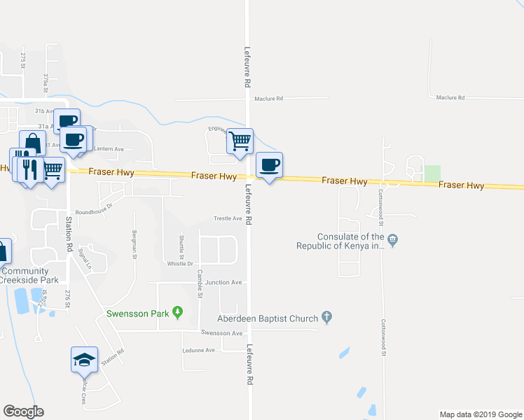 map of restaurants, bars, coffee shops, grocery stores, and more near 2978 Lefeuvre Road in Abbotsford