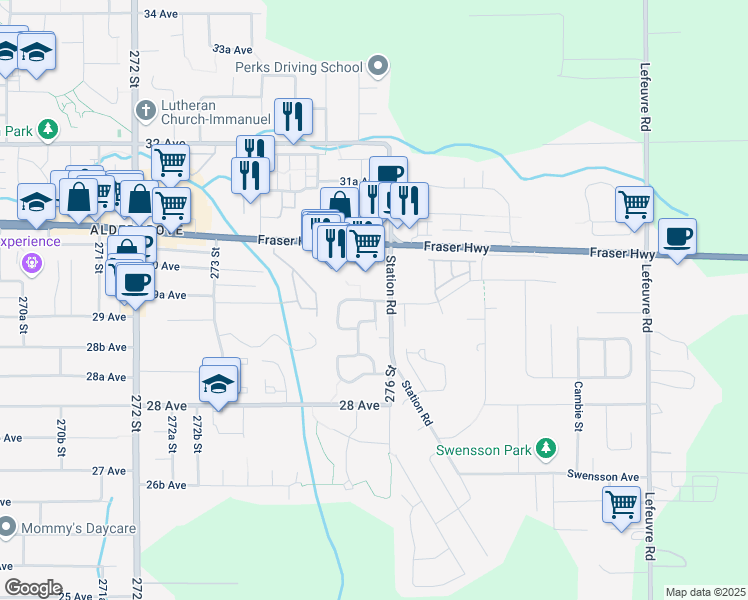 map of restaurants, bars, coffee shops, grocery stores, and more near in Metro Vancouver
