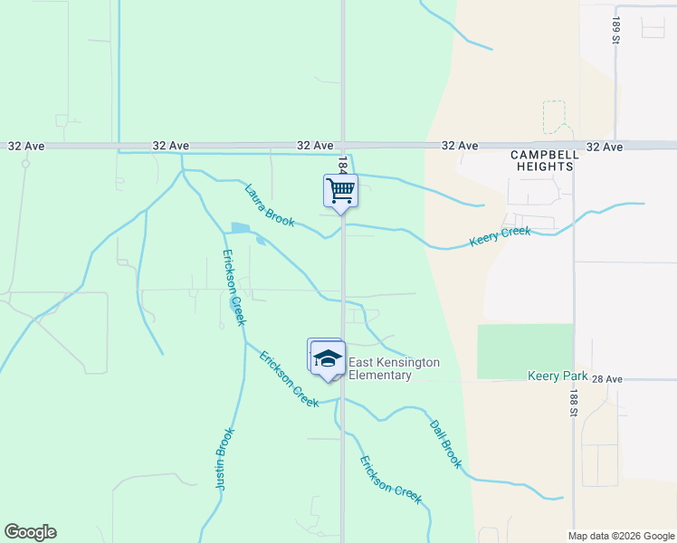 map of restaurants, bars, coffee shops, grocery stores, and more near 2987 184 Street in Surrey