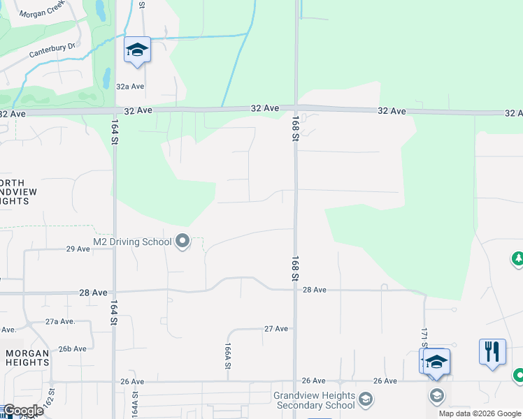 map of restaurants, bars, coffee shops, grocery stores, and more near McNair Drive in Surrey