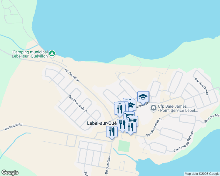 map of restaurants, bars, coffee shops, grocery stores, and more near 73 Rue des Cédres in Lebel-sur-Quévillon