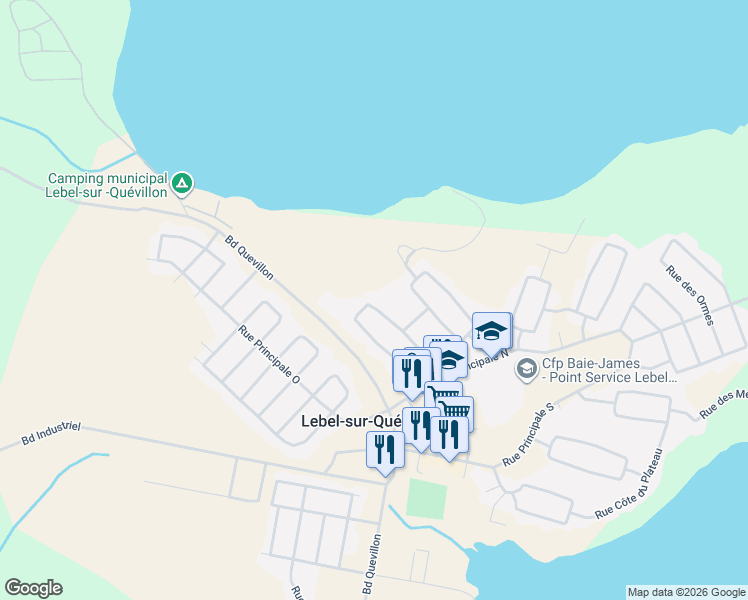 map of restaurants, bars, coffee shops, grocery stores, and more near 73 Rue des Cédres in Lebel-sur-Quévillon
