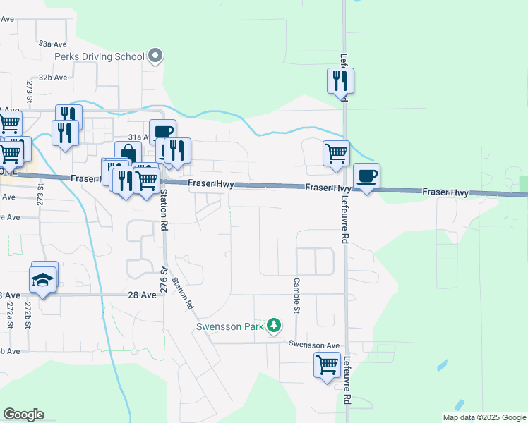 map of restaurants, bars, coffee shops, grocery stores, and more near 2990 Whistle Drive in Abbotsford