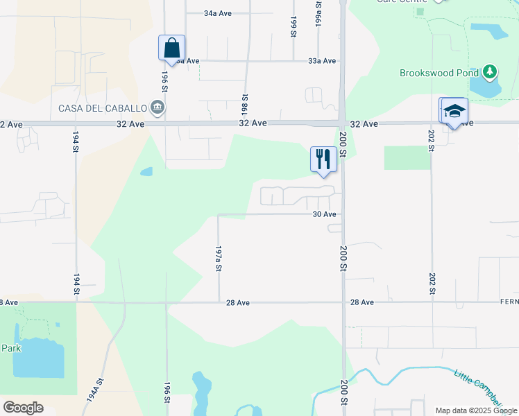 map of restaurants, bars, coffee shops, grocery stores, and more near 3031 200 Street in Langley Township