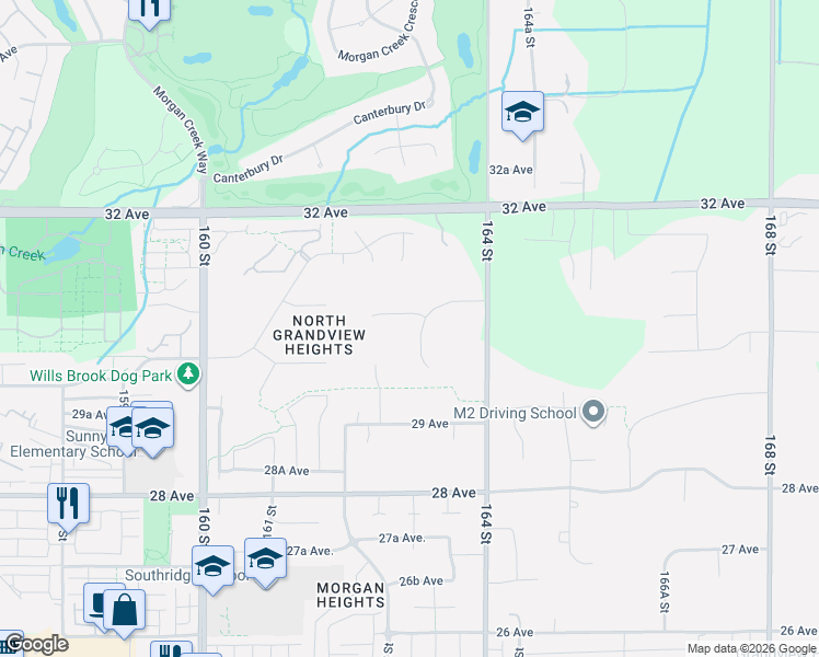map of restaurants, bars, coffee shops, grocery stores, and more near 3039 163 Street in Surrey