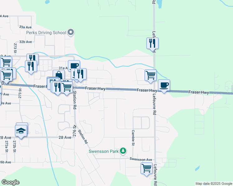 map of restaurants, bars, coffee shops, grocery stores, and more near 27802 Pullman Avenue in Abbotsford