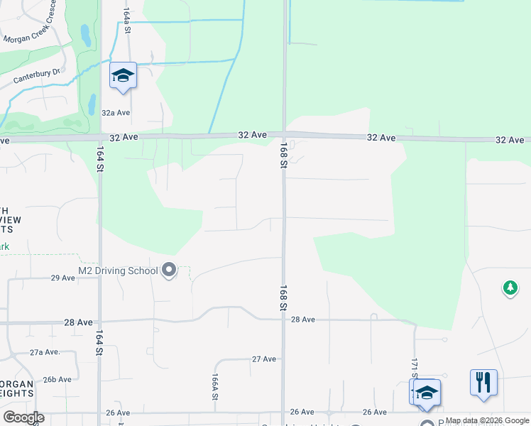 map of restaurants, bars, coffee shops, grocery stores, and more near 16755 McNair Drive in Surrey