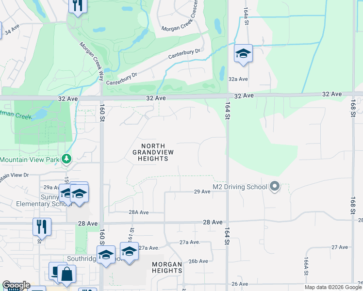 map of restaurants, bars, coffee shops, grocery stores, and more near 16258 30B Avenue in Surrey