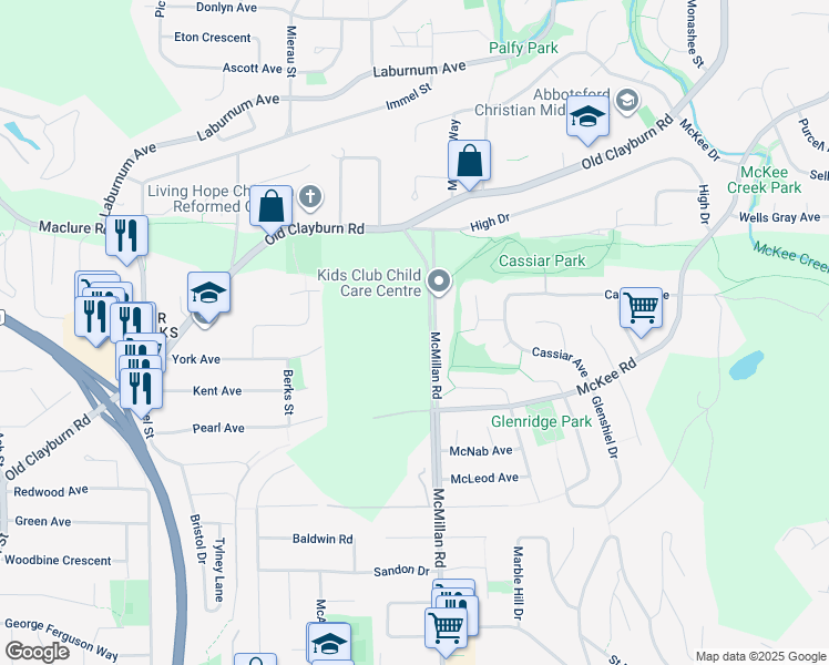map of restaurants, bars, coffee shops, grocery stores, and more near in Abbotsford