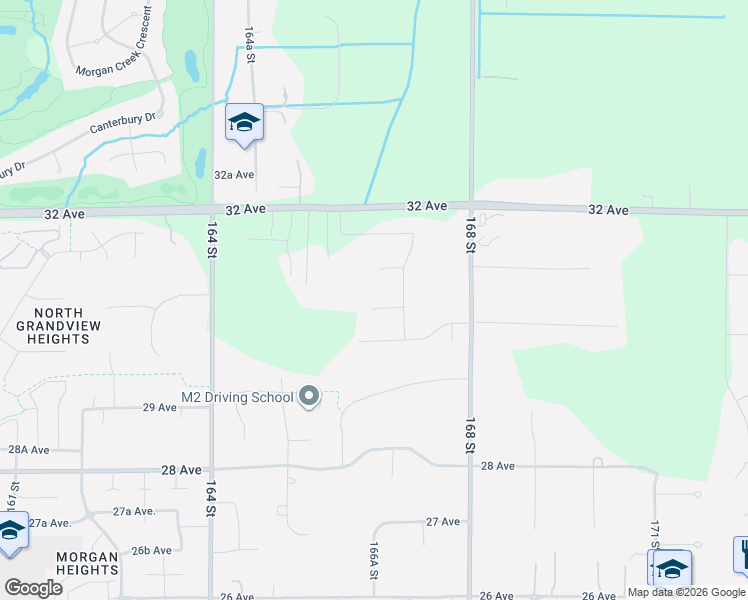 map of restaurants, bars, coffee shops, grocery stores, and more near 16671 30A Avenue in Surrey