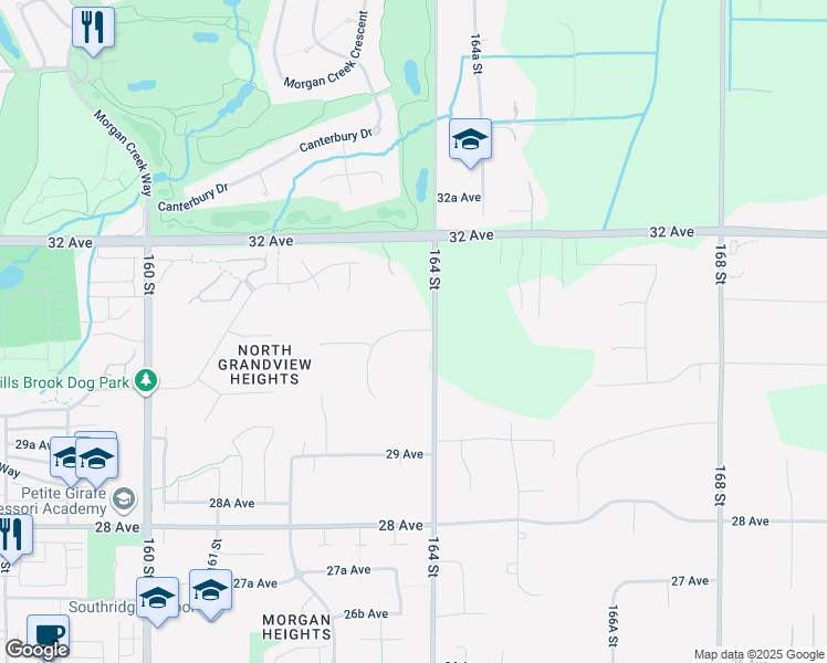 map of restaurants, bars, coffee shops, grocery stores, and more near 16354 30B Avenue in Surrey